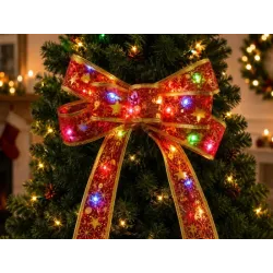 Świecąca wstążka led na choinkę 4m czerwona dekoracja świąteczna 40led-5907451382264