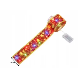 Świecąca wstążka led na choinkę 4m czerwona dekoracja świąteczna 40led-5907451382264