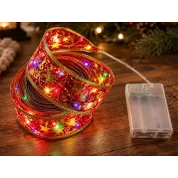Świecąca wstążka led na choinkę 4m czerwona dekoracja świąteczna 40led-5907451382264