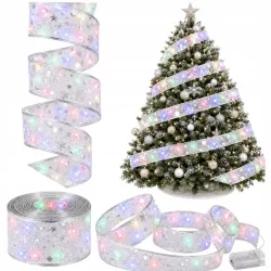 Świecąca wstążka led na choinkę 4m biała dekoracja świąteczna 40 led-5907451382257