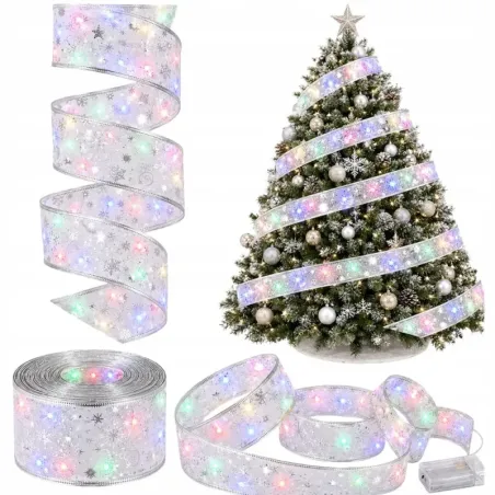 Świecąca wstążka led na choinkę 4m biała dekoracja świąteczna 40 led-5907451382257