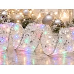 Świecąca wstążka led na choinkę 4m biała dekoracja świąteczna 40 led-5907451382257