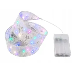 Świecąca wstążka led na choinkę 4m biała dekoracja świąteczna 40 led-5907451382257