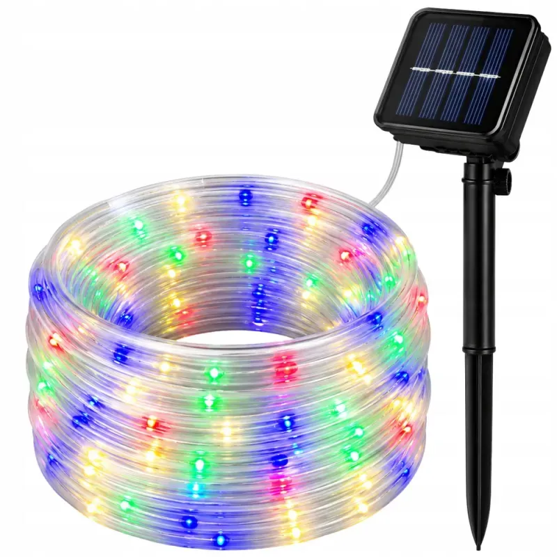 Lampki solarne ogrodowe led wąż 7m 50 led multikolor 8 trybów-5907451384718
