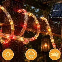 Lampki solarne ogrodowe led wąż 7m 50 led multikolor 8 trybów-5907451384718