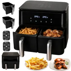 Frytkownica beztłuszczowa air fryer 15l 2400w podwójna dwukomorowa-5907451381557