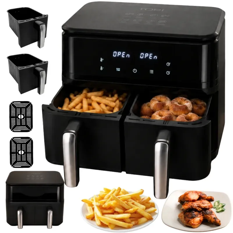 Frytkownica beztłuszczowa air fryer 15l 2400w podwójna dwukomorowa-5907451381557