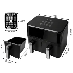 Frytkownica beztłuszczowa air fryer 15l 2400w podwójna dwukomorowa-5907451381557