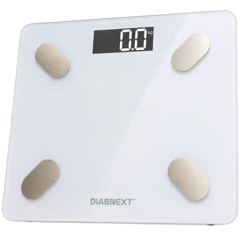 Waga łazienkowa elektroniczna 180kg biała szklana analityczna slim fit-5907451391594
