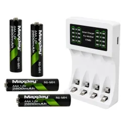 Ładowarka do akumulatorków aa aaa led + 4 akumulatorki aaa kabel usb-c-5907451391242