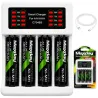 Ładowarka do akumulatorków aa aaa led + 4 akumulatorki aa kabel usb-c-5907451391235