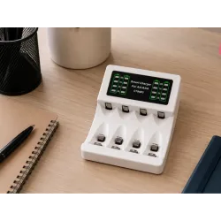 Ładowarka do akumulatorków aa aaa led + 4 akumulatorki aa kabel usb-c-5907451391235