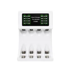 Ładowarka do akumulatorków aa aaa led + 4 akumulatorki aa kabel usb-c-5907451391235