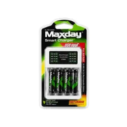 Ładowarka do akumulatorków aa aaa led + 4 akumulatorki aa kabel usb-c-5907451391235