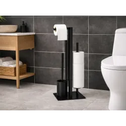 Uchwyt wieszak na papier toaletowy z półką na telefon czarny loft wc-5907451379905
