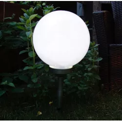 Lampa ogrodowa duża biała kula solarna 25cm barwa światła biała zimna