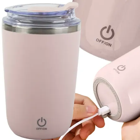 Kubek samomieszający 350ml stalowy termos na zimne i gorące smycz usb-5907451390870