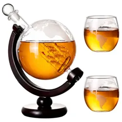 Karafka do whisky globus 2 szklanki zestaw dekoracyjny i elegancki-5907451377994
