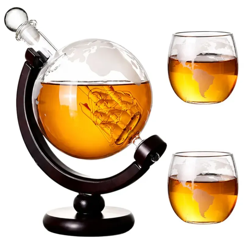 Karafka do whisky globus 2 szklanki zestaw dekoracyjny i elegancki-5907451377994