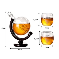 Karafka do whisky globus 2 szklanki zestaw dekoracyjny i elegancki-5907451377994