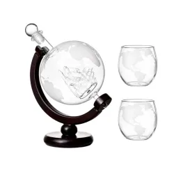 Karafka do whisky globus 2 szklanki zestaw dekoracyjny i elegancki-5907451377994
