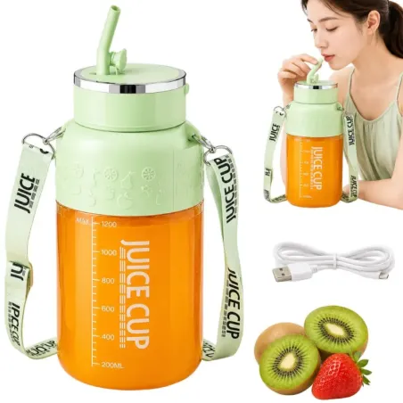 Bidon blender butelka usb 1200ml kubek do smoothie shaker ze słomką-5907451389966