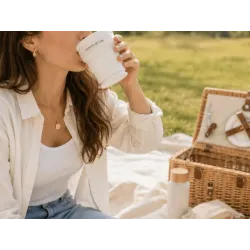 Składany kubek silikonowy z pokrywką 200 ml turystyczny na biwak plażę-5907451383827