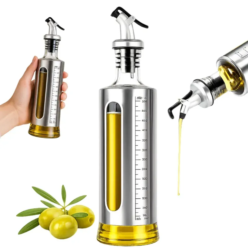 Dozownik butelka do oliwy i oleju 500ml z miarką stalowy nalewak-5907451383452