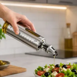 Dozownik butelka do oliwy i oleju 500ml z miarką stalowy nalewak-5907451383452