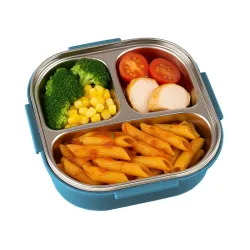 Śniadaniówka z przegródkami pojemnik sztućce lunchbox do mikrofali 1000ml-5907451378793