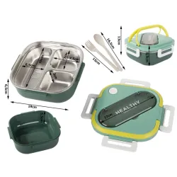 Śniadaniówka z przegródkami pojemnik sztućce lunchbox do mikrofali 1000ml-5907451378816