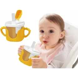 Kubek niekapek dla dziecka do picia silikonowe uchwyty 300ml ze słomką-5907451391754