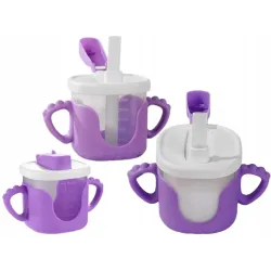 Kubek niekapek dla dziecka do picia silikonowe uchwyty 300ml ze słomką-5907451391730