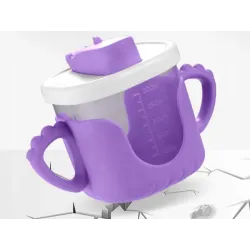 Kubek niekapek dla dziecka do picia silikonowe uchwyty 300ml ze słomką-5907451391730