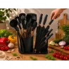Zestaw silikonowych przyborów kuchennych z nożami stojak 19 elementów-5907451383643