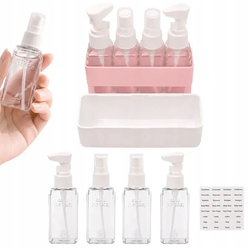 Zestaw butelek podróżnych pojemniki 4x50ml na kosmetyki organizer-5907451382547