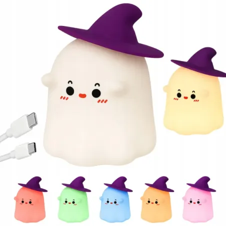 Lampka nocna led duszek dekoracja halloween rgb dotykowa silikonowa-5907451381809