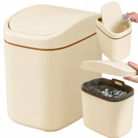 Mini kosz na śmieci 2L do pokoju do łazienki pojemnik na biurko klapka-5907451390764