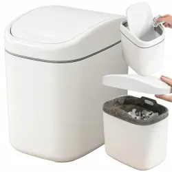 Mini kosz na śmieci 2L do pokoju do łazienki pojemnik na biurko klapka-5907451390757