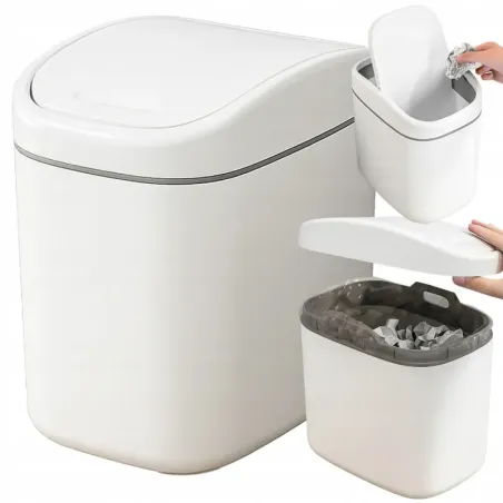 Mini kosz na śmieci 2L do pokoju do łazienki pojemnik na biurko klapka-5907451390757