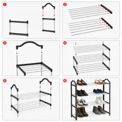 Regał szafka na buty metalowy 4 poziomy stojak półka organizer przedpokoju-5907451382608