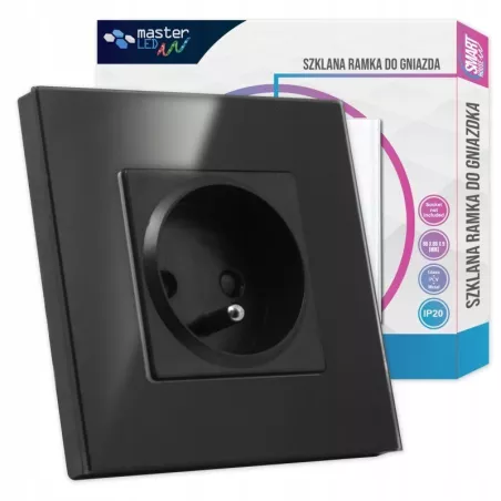 Gniazdo 230V/16A z ramką pojedyncze szklane białe lub czarne-5908263389526