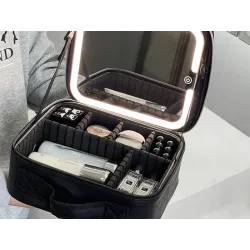 Kuferek na kosmetyki kosmetyczka podróżna organizer szkatułka lusterko-5907451380697
