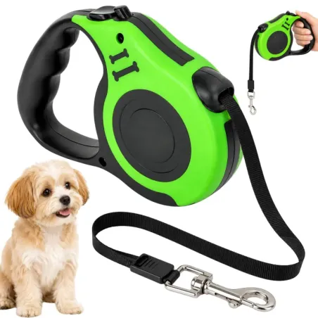 Smycz automatyczna dla psa taśma z blokadą mocna lekka zwijana 5m 15kg-5907451359839