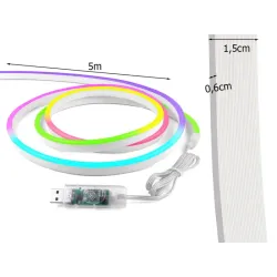Taśma neon led 5m rgb bluetooth aplikacja pilot wodoodporna elastyczna-5907451386286