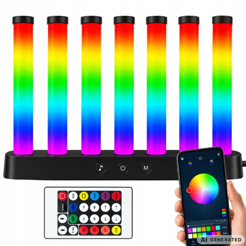 Lampka stojąca RGB kolorowe słupki usb 5v music sync aplikacja pilot-5907451392218