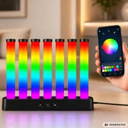 Lampka stojąca RGB kolorowe słupki usb 5v music sync aplikacja pilot-5907451392218