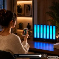 Lampka stojąca RGB kolorowe słupki usb 5v music sync aplikacja pilot-5907451392218