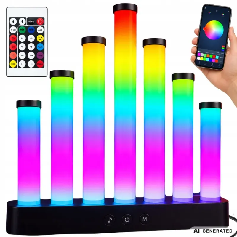 Lampka stojąca RGB kolorowy świecznik USB music sync aplikacja pilot-5907451392201