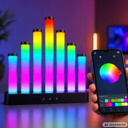 Lampka stojąca RGB kolorowy świecznik USB music sync aplikacja pilot-5907451392201
